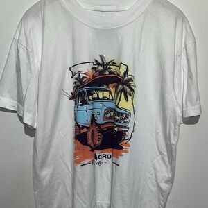 Flo Grown Men's‎ White Crew Neck 100% Cotton Short Sleeve Graphic T-Shirt Largel